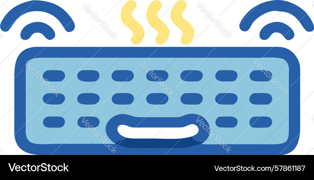Wireless keyboard icon with signal waves design vector image