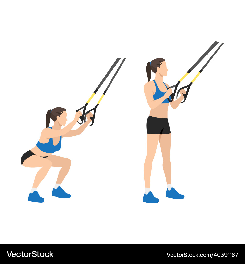 Woman doing trx suspension straps squats exercise – Royalty-Free Vector |  VectorStock
