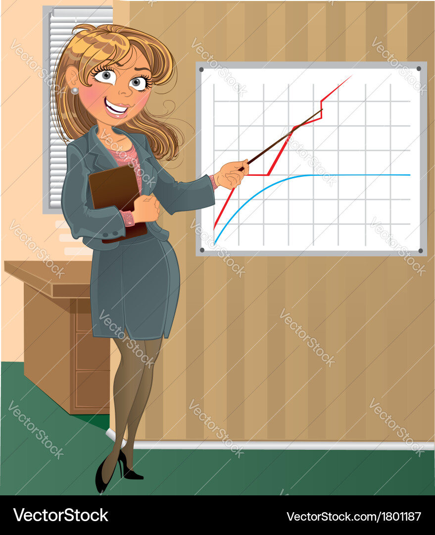 Woman with Pointer in Office Setting vector image
