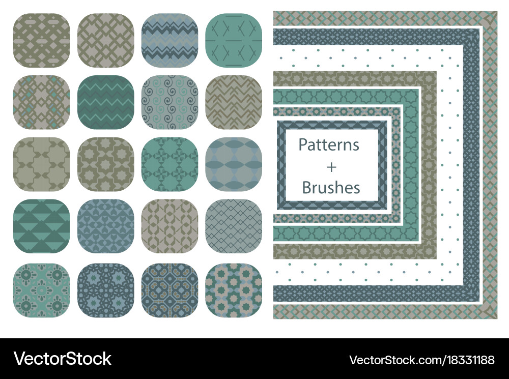 20 geometric patterns and 7 pattern brushes vector image