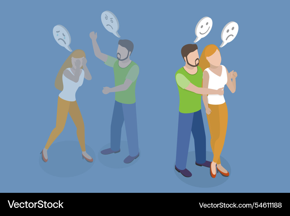 3d isometric flat of family 3d isometric flat of family vector image
