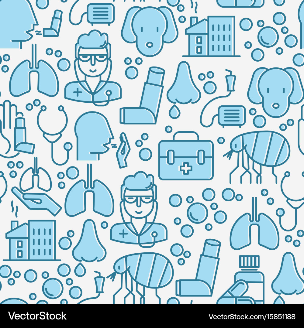 Asthma and allergy seamless pattern for web page vector image