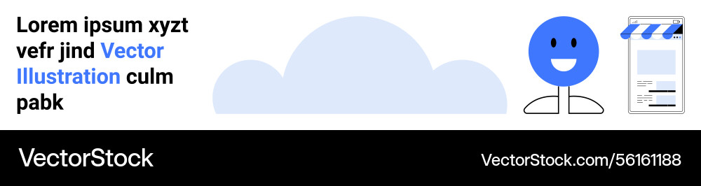 Cloud backdrop with smiling character Cloud backdrop with smiling character Vector Image