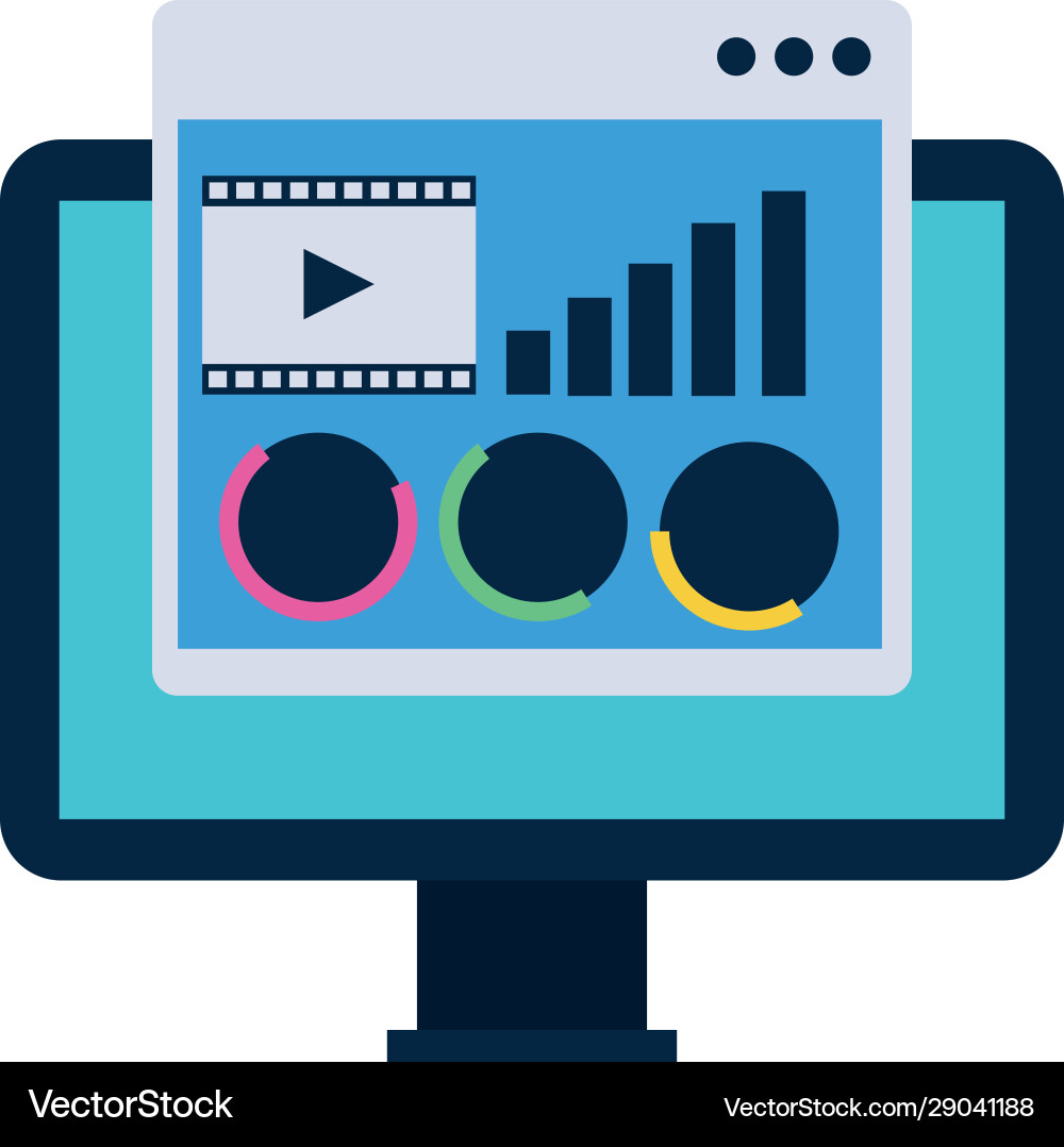 Computer with web page window colorful design vector image