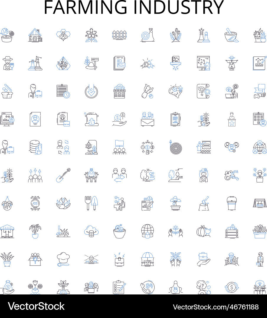Farming industry outline icons collection Farming industry outline icons collection vector image