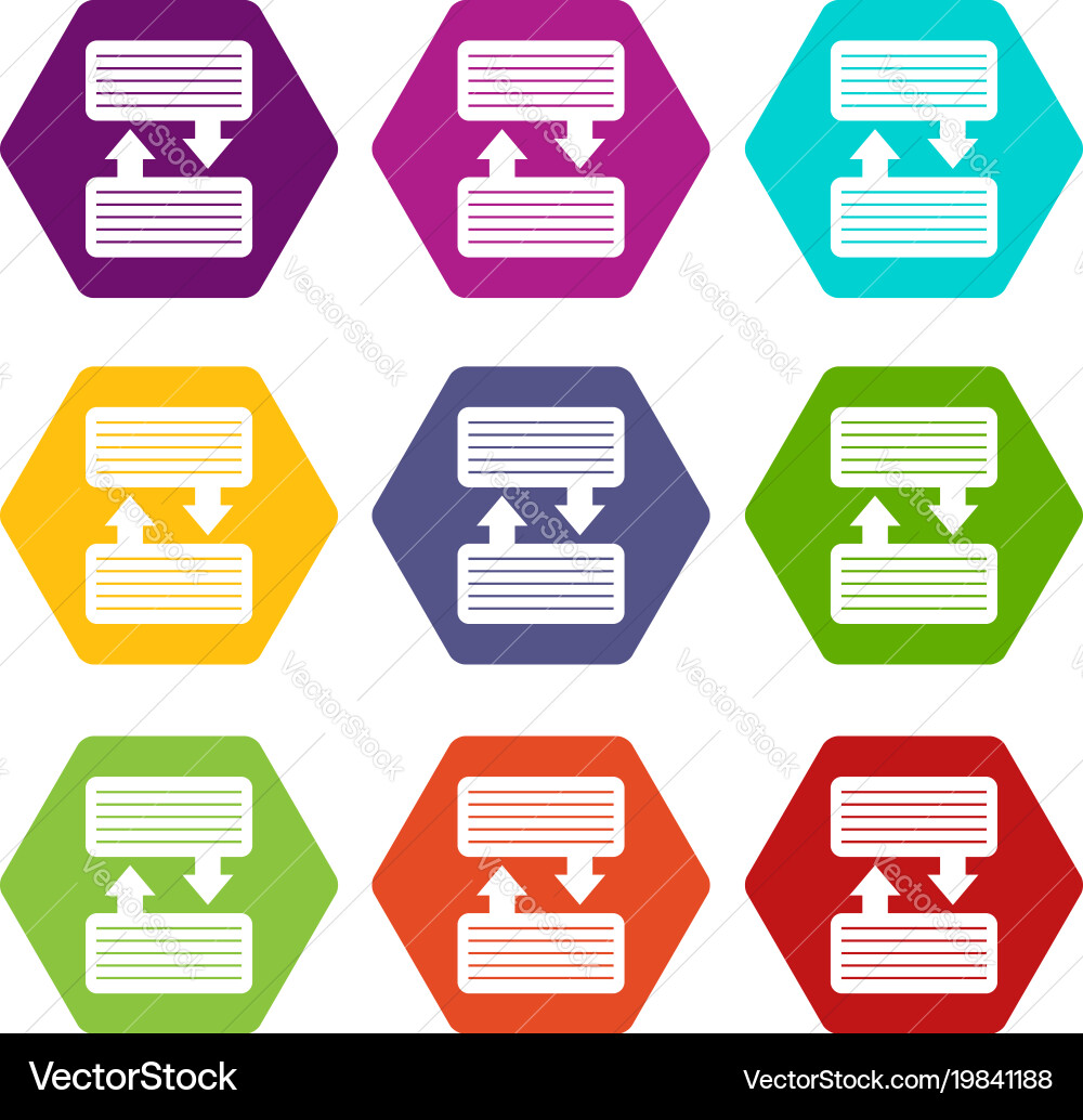 Infographic blocks with arrows icon set color vector image