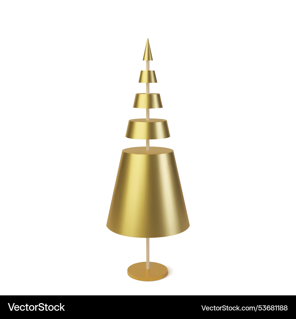 Metallic golden 3d christmas tree realistic Metallic golden 3d christmas tree realistic vector image