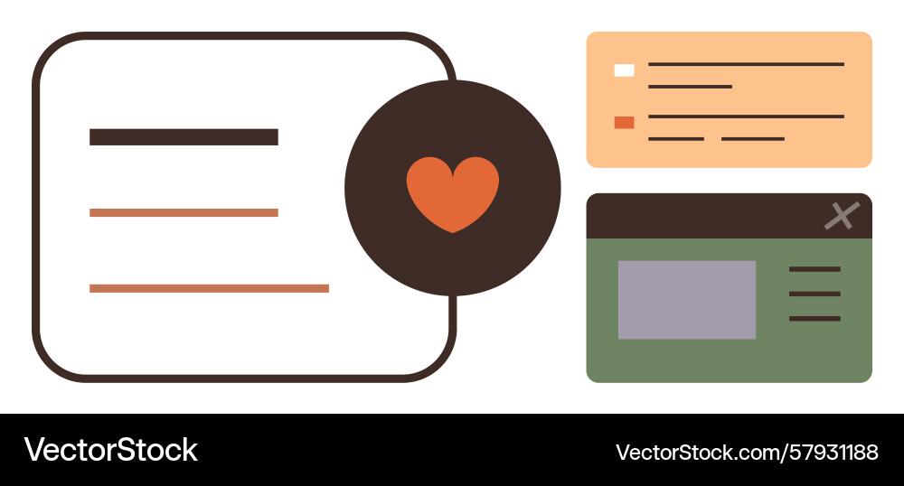Minimalist ui elements with heart icon Vector Image