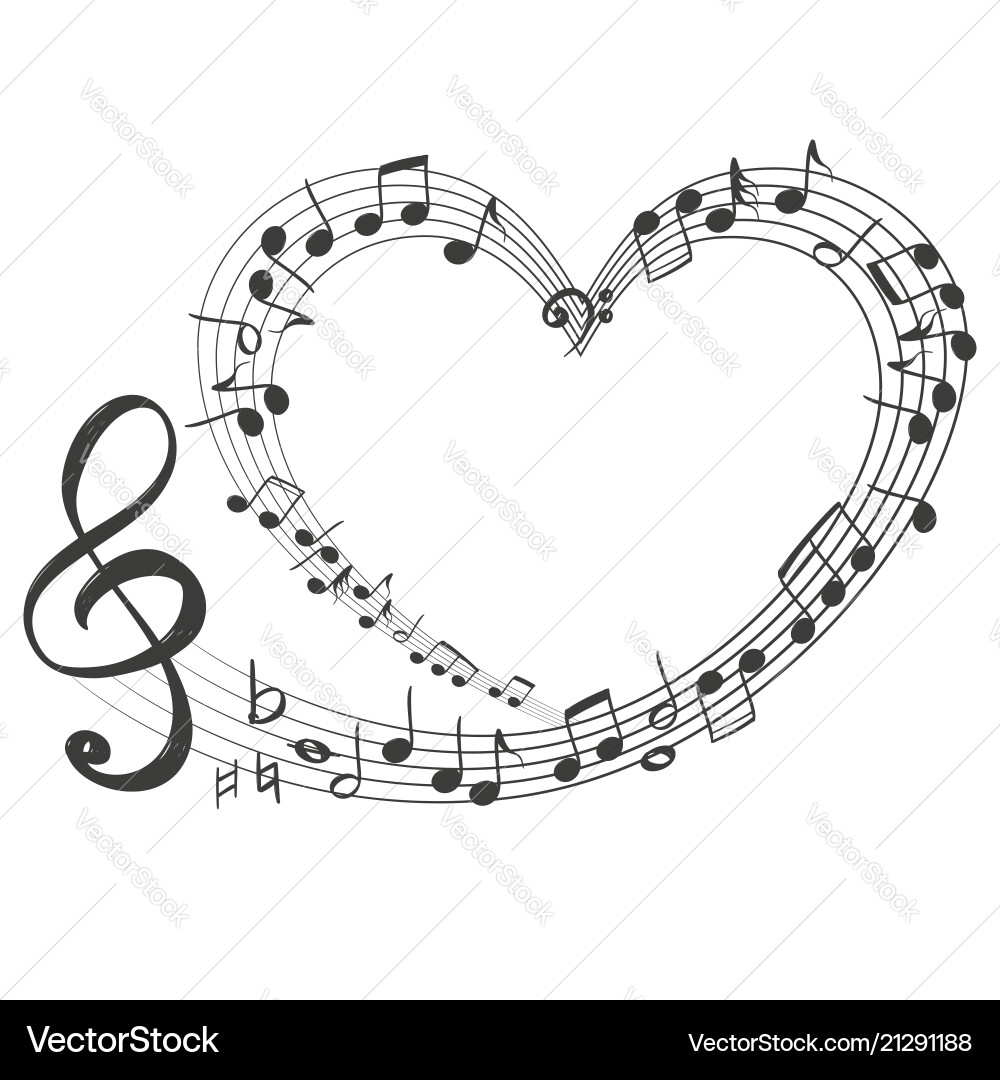 Musical notes in the form of a heart icon love Musical notes in the form of a heart icon love vector image
