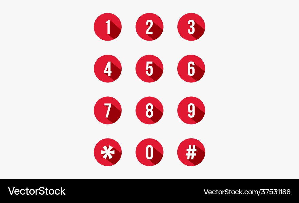 Red circle keypad number with shadow design vector image
