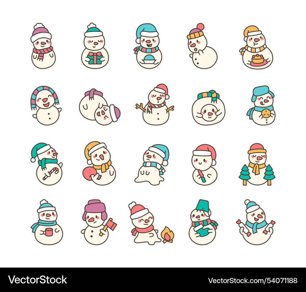Schneemann Zeichen Bündel für Weihnachten Urlaub Schneemann Zeichen Bündel für Weihnachten Urlaub vektorbild