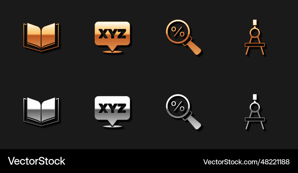 Set open book xyz coordinate system magnifying Set open book xyz coordinate system magnifying vector image