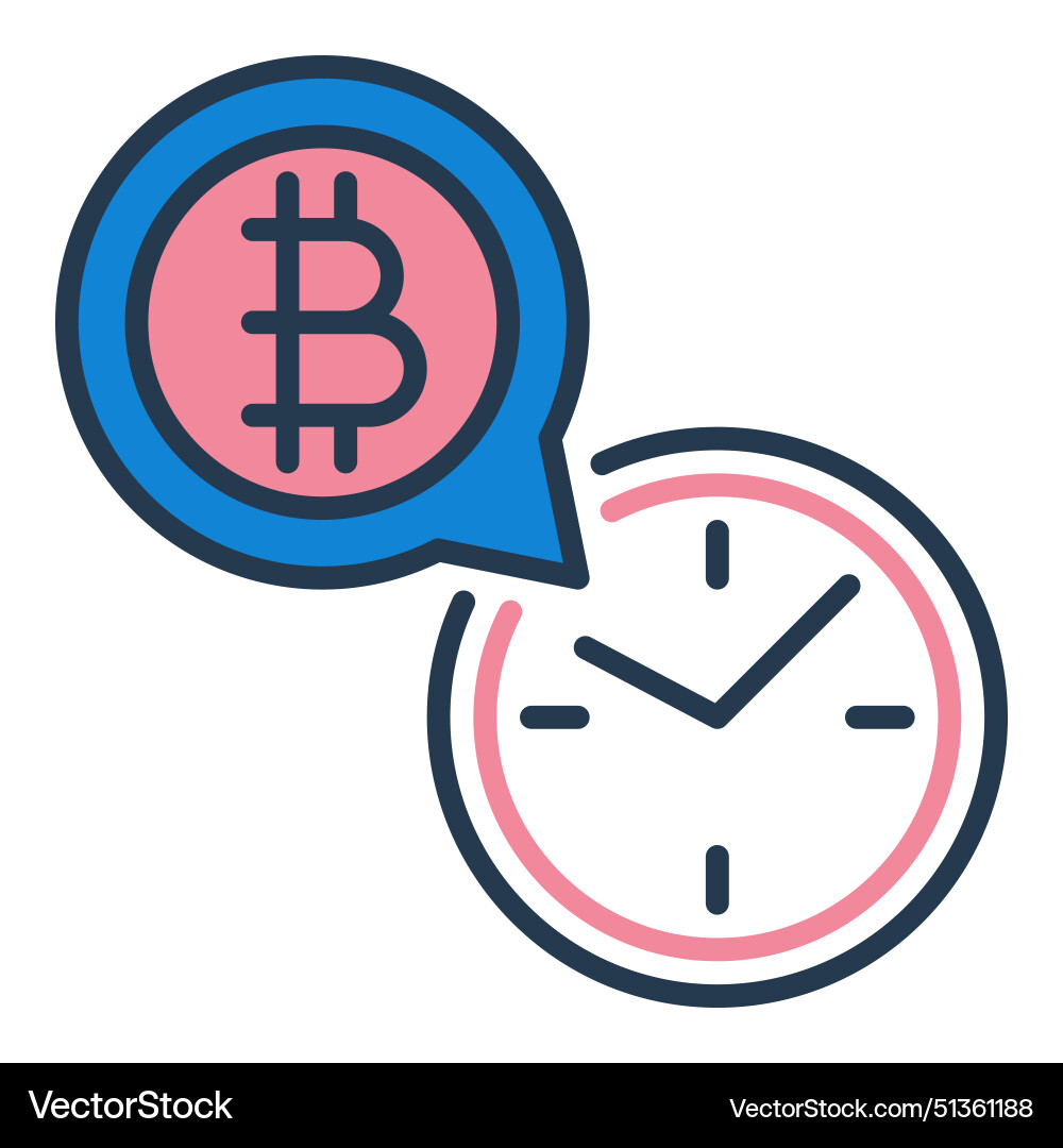 Time and bitcoin cryptocurrency clock colored – Royalty-Free Vector |  VectorStock