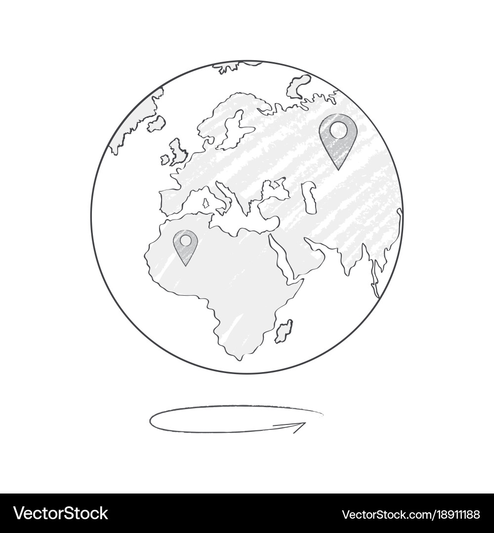 World Map Sketch with Trip Destinations Vector Image