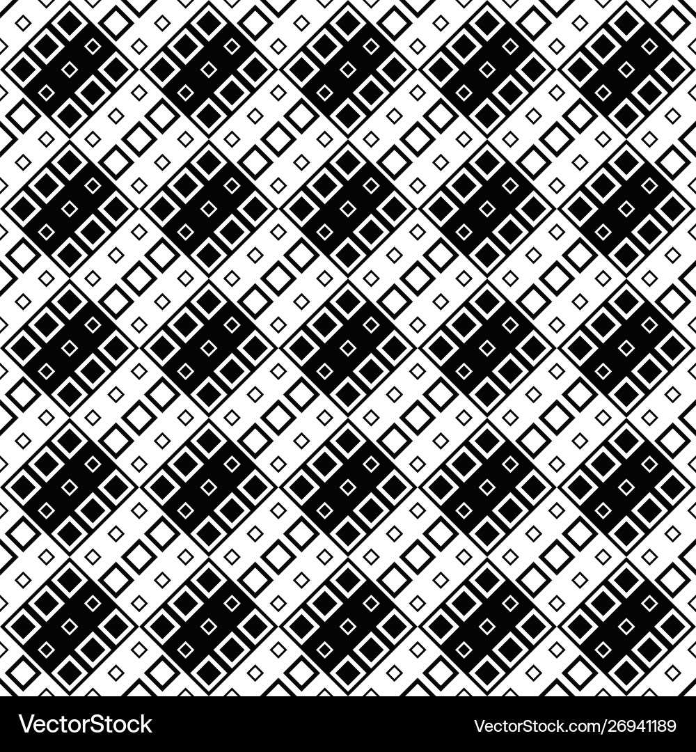 Black and white diagonal square pattern background Vector Image