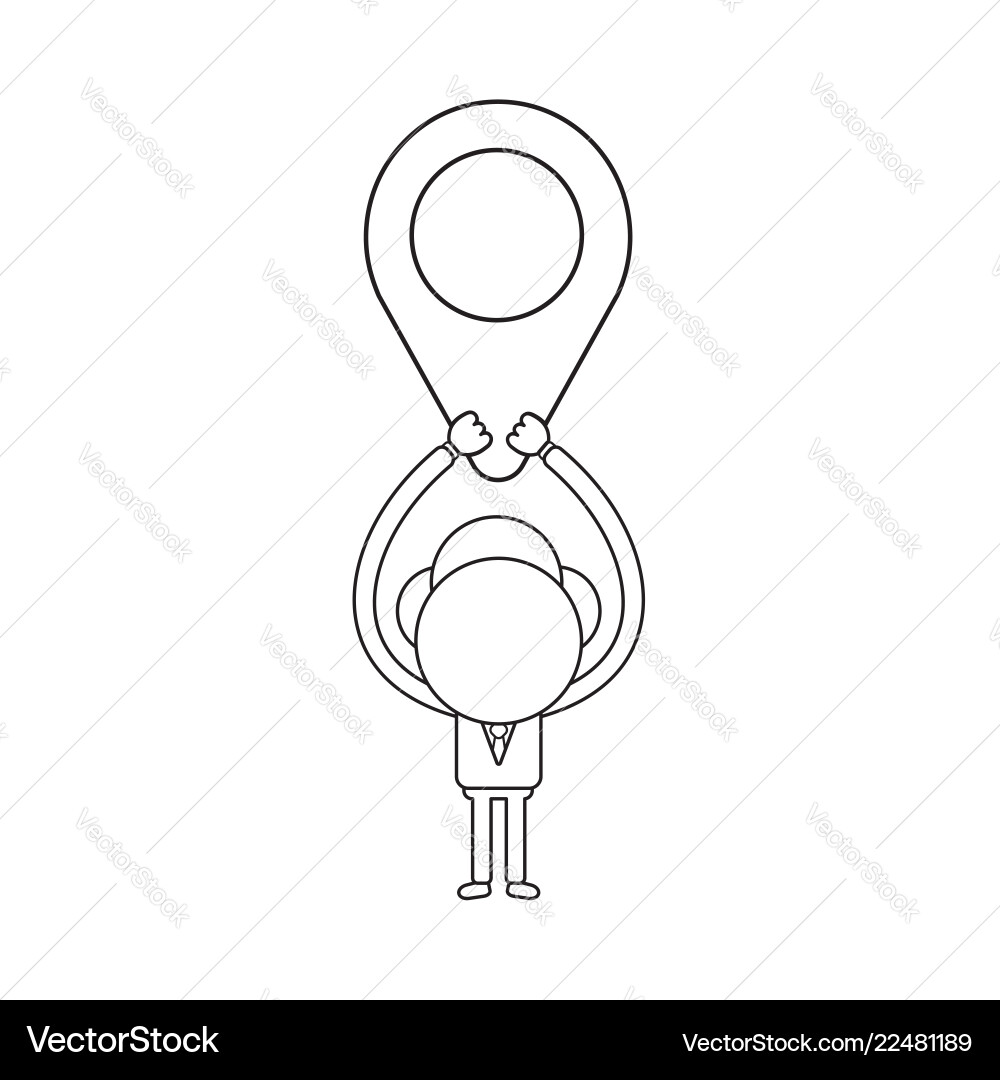 Businessman character holding up map pointer vector image