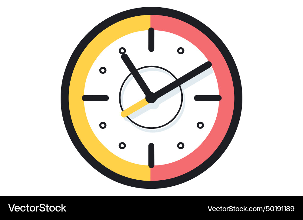 Clock icon in flat style timer on color background Clock icon in flat style timer on color background vector image