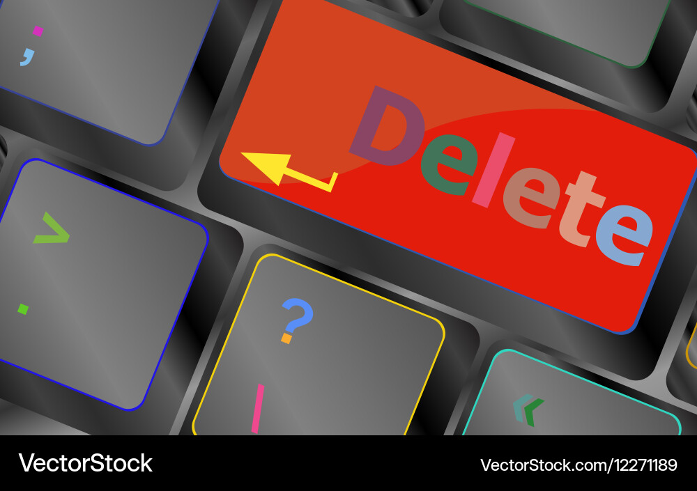Computer keyboard - red key delete business vector image