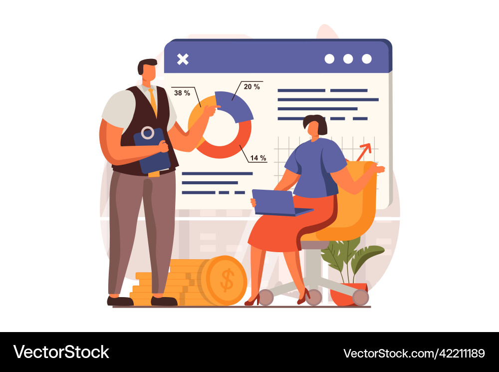 Digital business web concept in flat design Vector Image