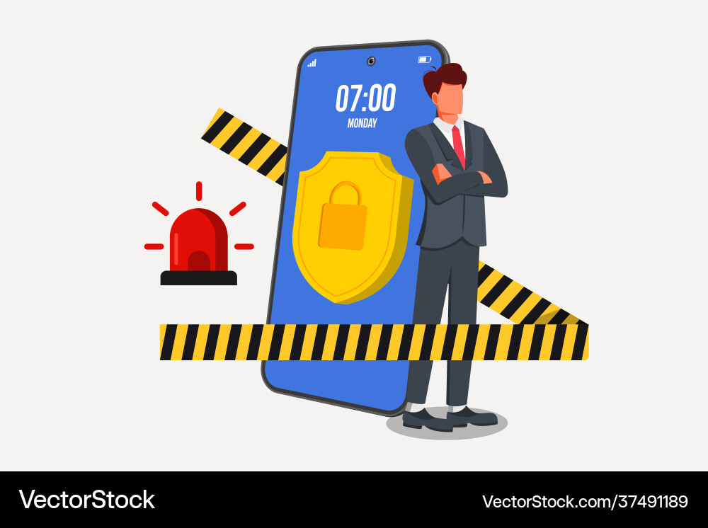 Digital guard security with smartphone concept vector image