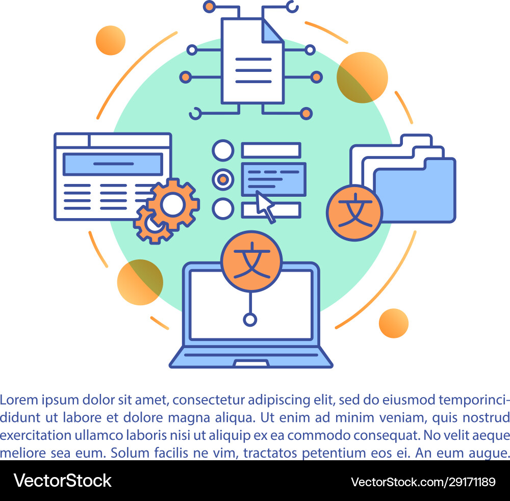 Foreign text translating software article page Foreign text translating software article page vector image