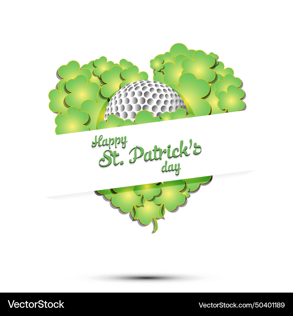 Happy st patricks day golf and heart from clover Vector Image