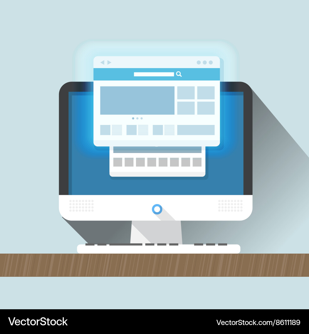 Modern Computer with Browser Window Vector Image