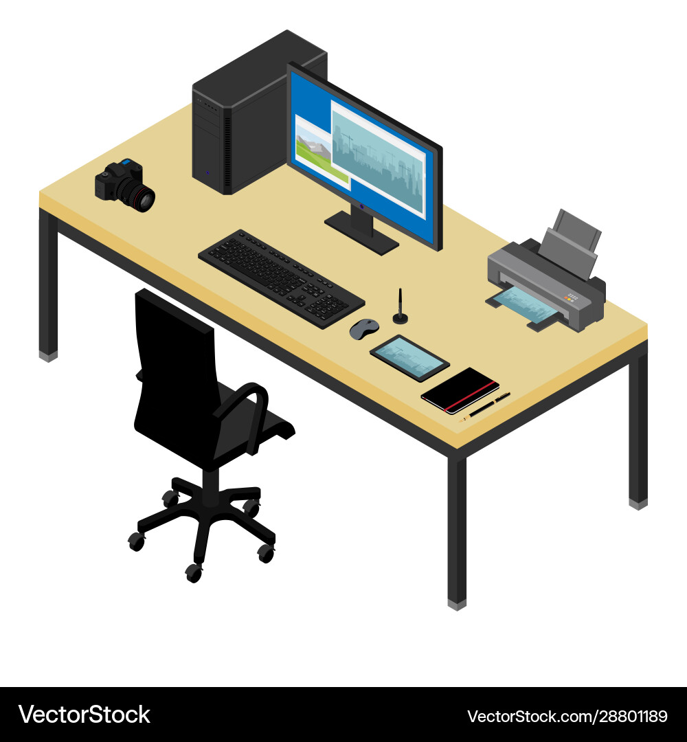 Modern Workspace - Desk Setup vector image