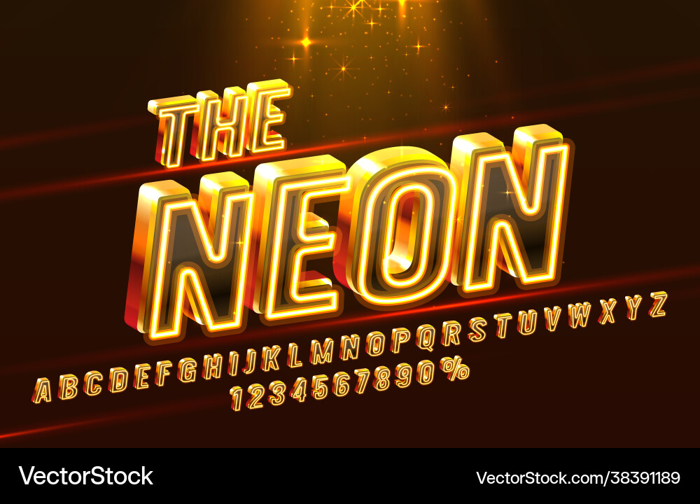 Neon font set collection letters and numbers Neon font set collection letters and numbers vector image