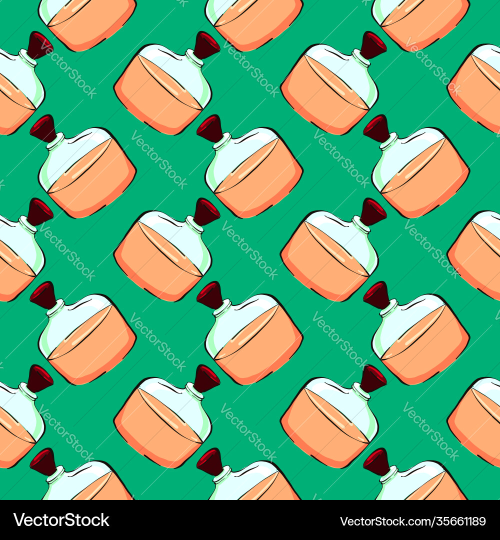 Orange elixirseamless pattern on green background Vector Image