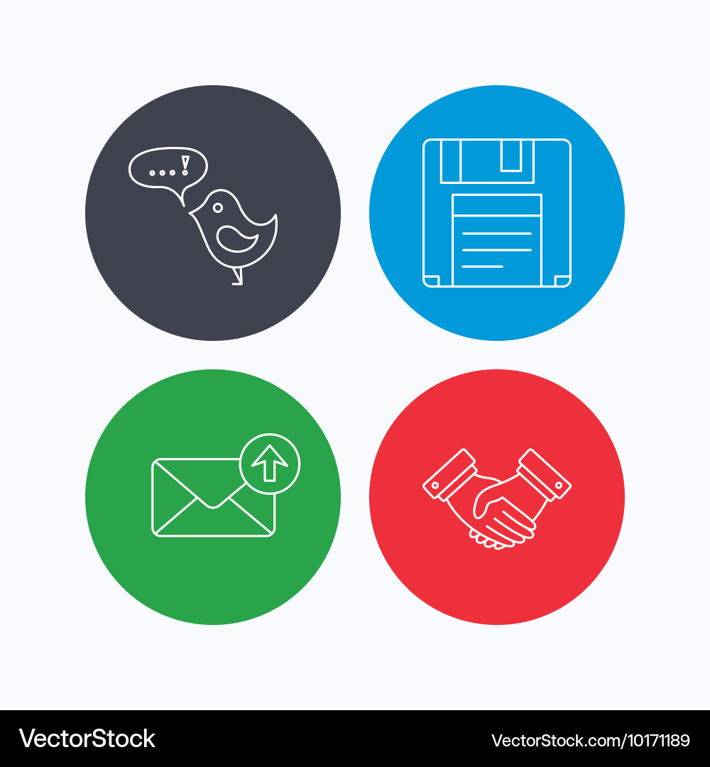 Outbox mail message and handshake icons vector image