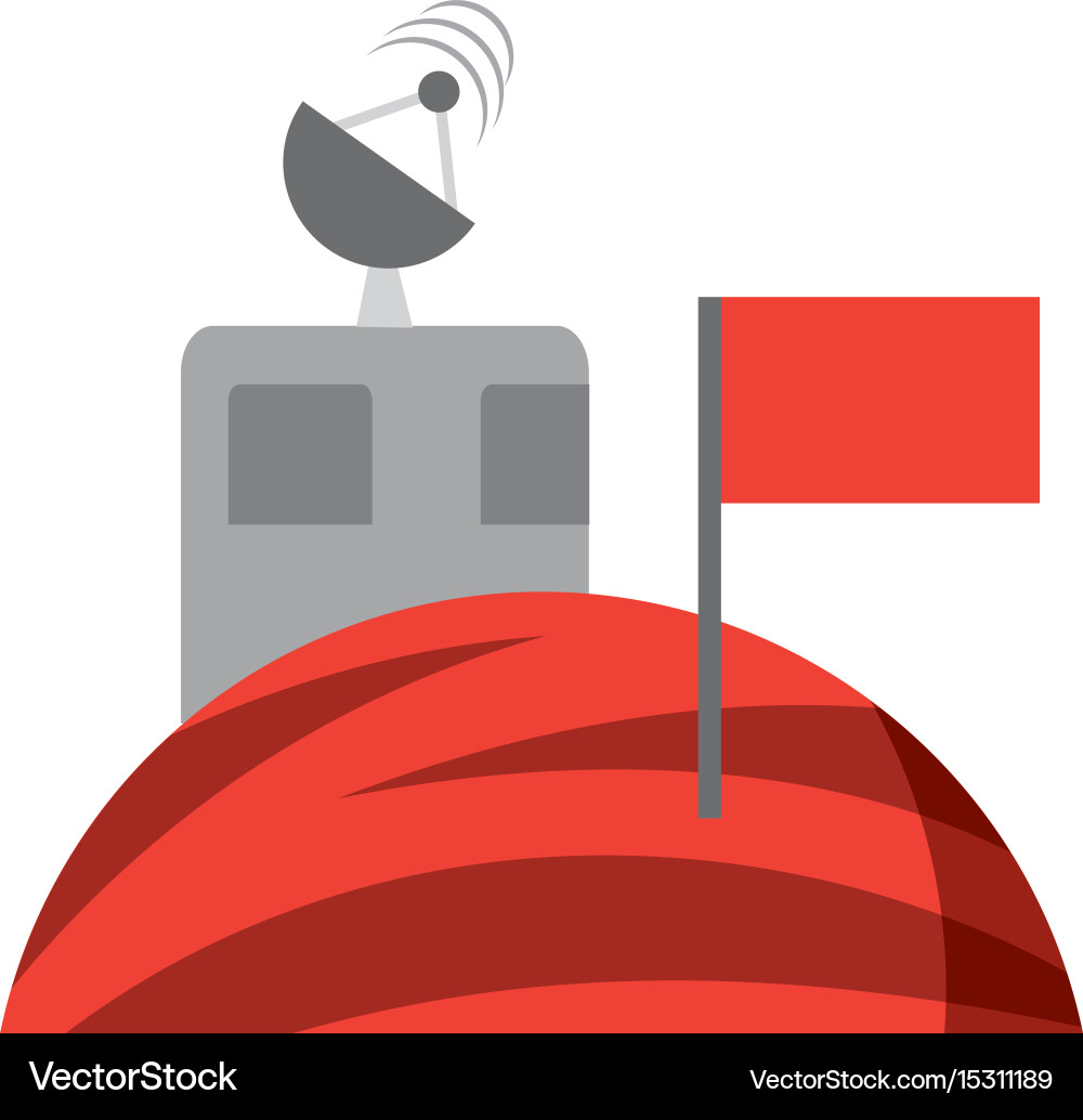 Planet mars with astronomical observatory Vector Image