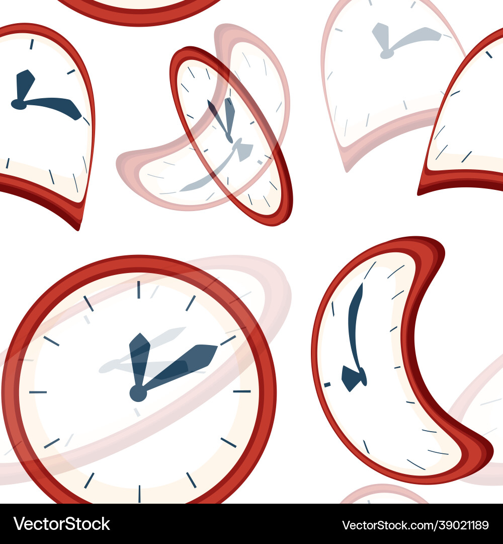 Seamless pattern red clock faces with blue Seamless pattern red clock faces with blue vector image