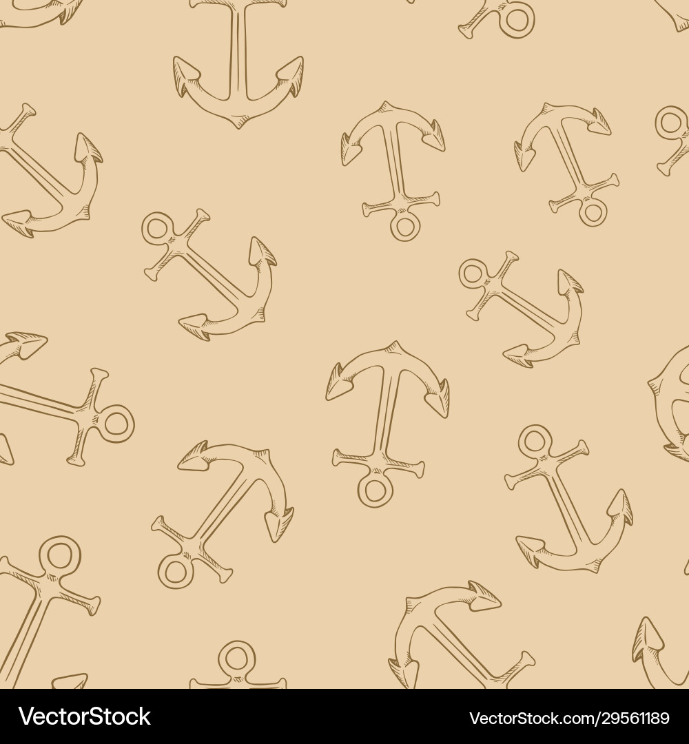 Seamless pattern sketch anchors Vector Image
