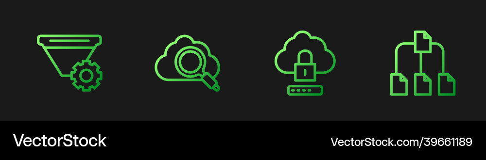 Set line cloud computing lock filter setting Set line cloud computing lock filter setting vector image