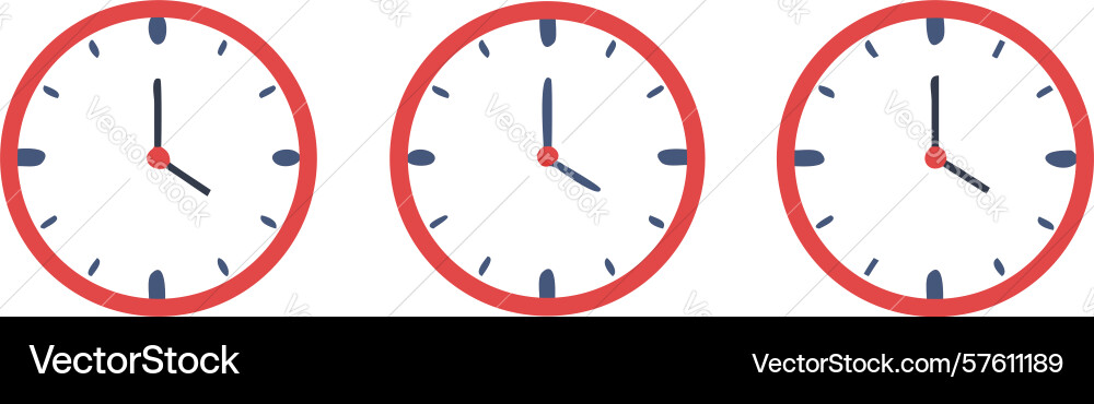 Set of red time zone clocks design generative ai vector image