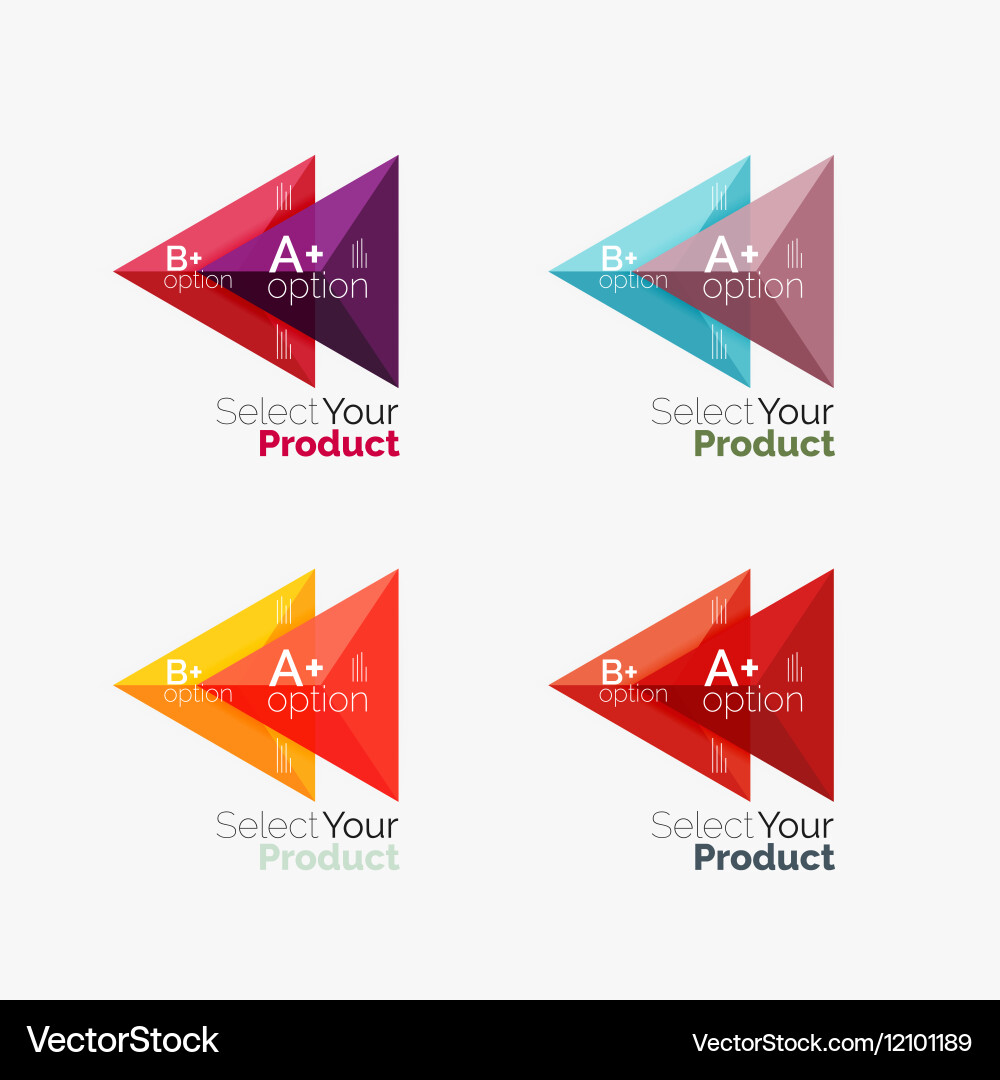 Set of triangle infographic layouts with text vector image