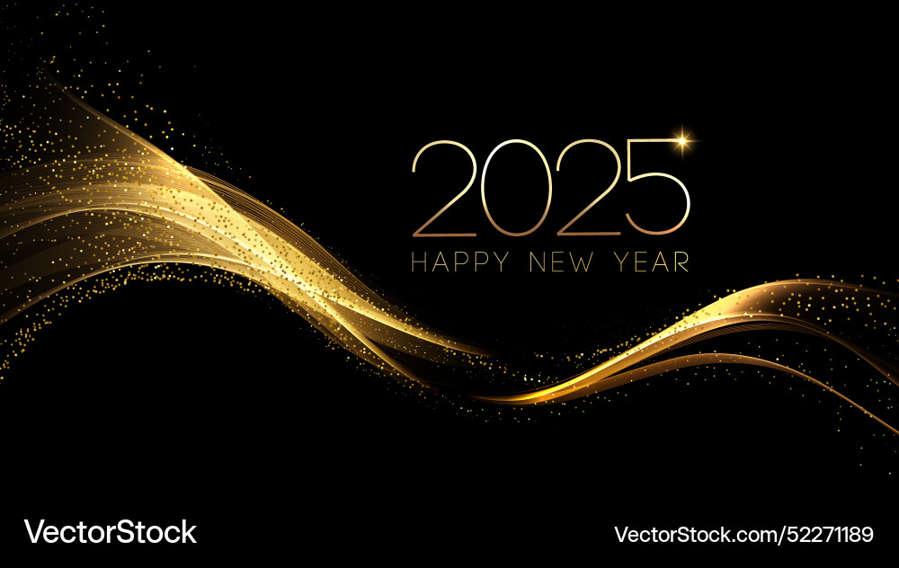 Shiny Gold New Year Abstract Wave Vector Image