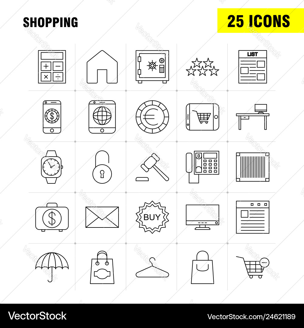 Shopping line icon for web print and mobile uxui Shopping line icon for web print and mobile uxui Vector Image