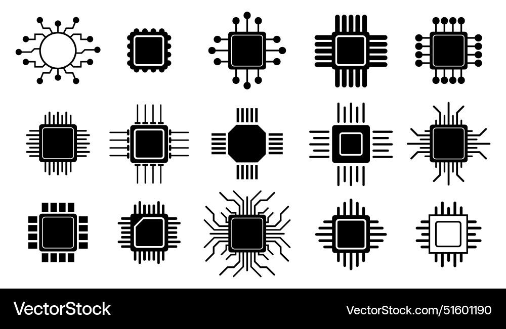 CPU & Computer Chip Icons vector image