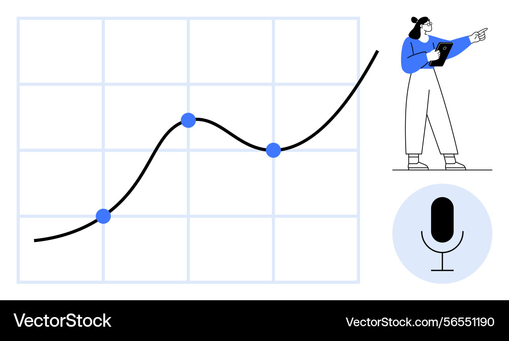 Data analyst presenting growth chart insights Data analyst presenting growth chart insights vector image