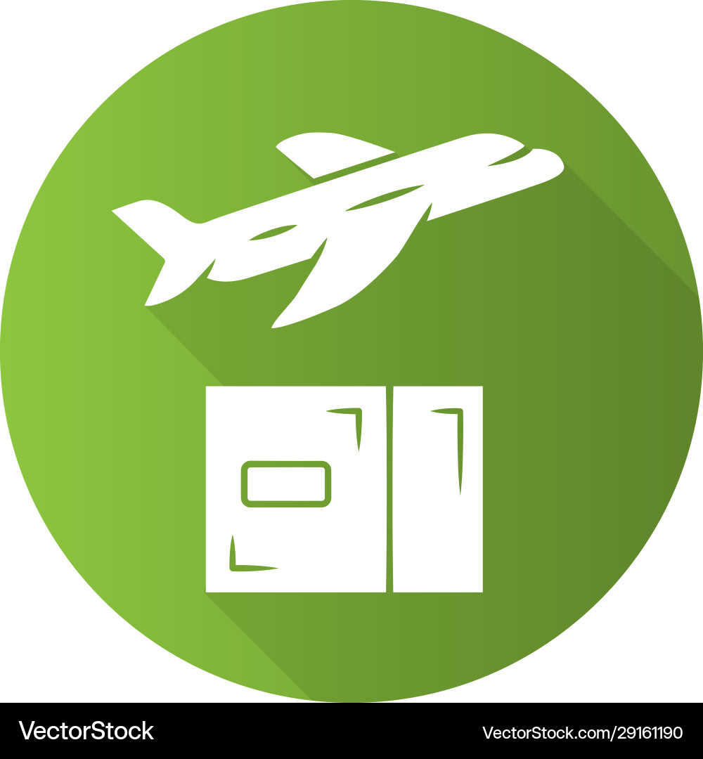 Delivery plane green flat design long shadow Delivery plane green flat design long shadow vector image