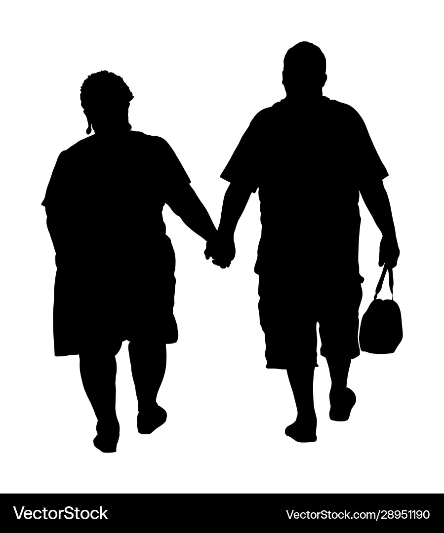 Elderly Couple Holding Hands Silhouette Vector Image