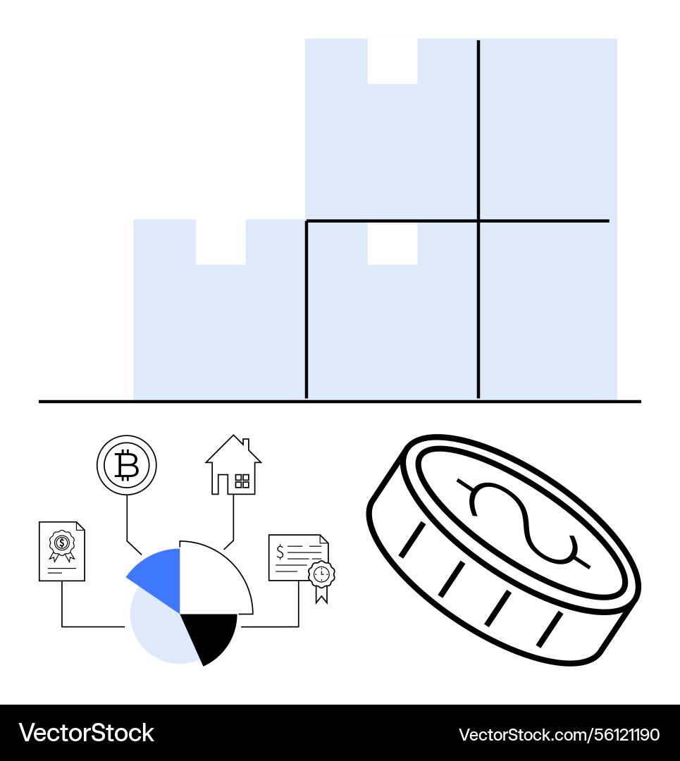 Financial concepts with coin blockchain icons Financial concepts with coin blockchain icons Vector Image