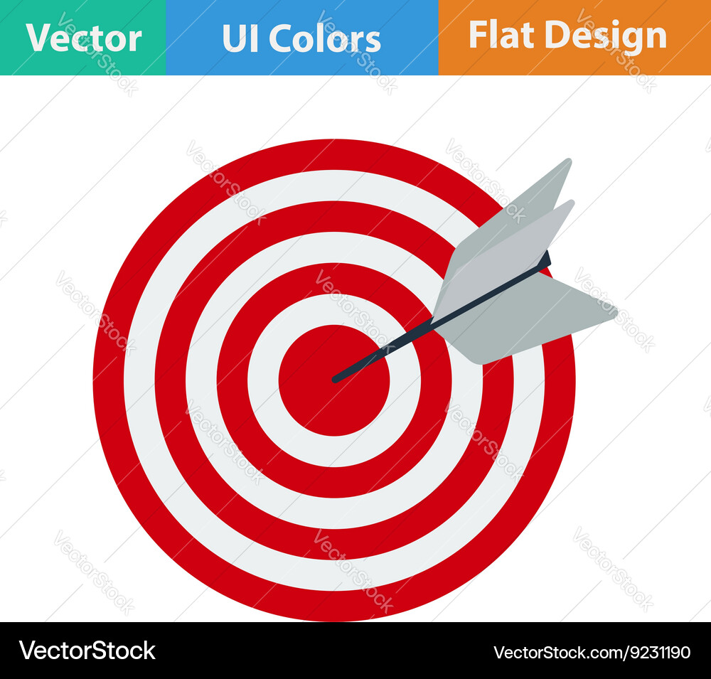 Flat design icon of target with dart vector image