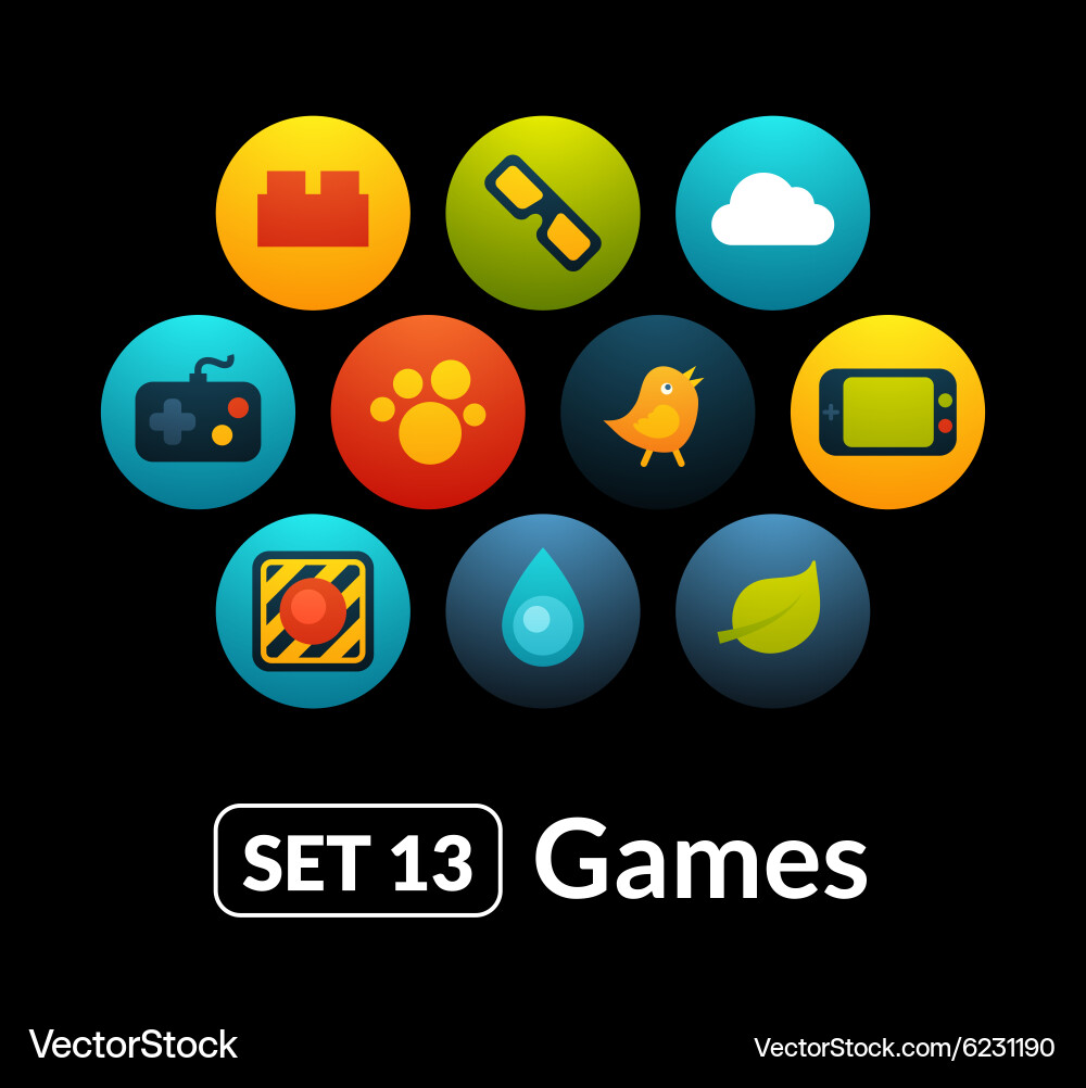 Flat icons set 13 - game collection vector image