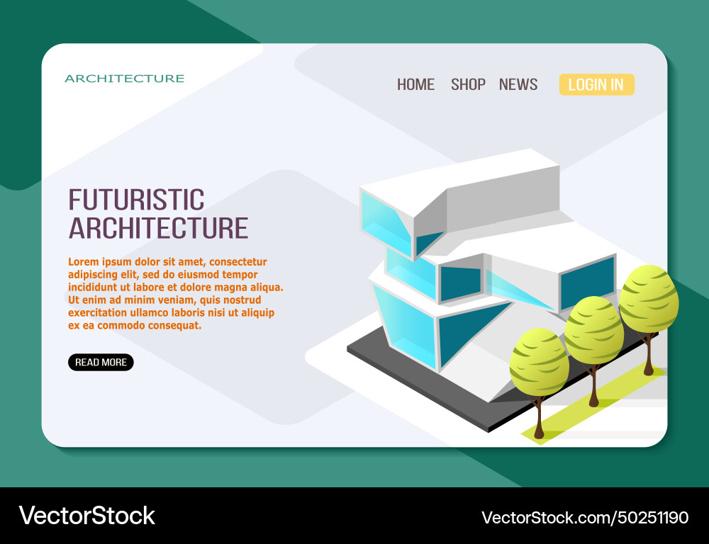 Futuristic architecture isometric web page Vector Image