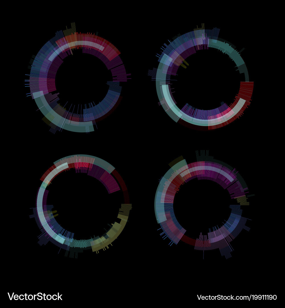 Glitch elements set digital pixel noise color vector image