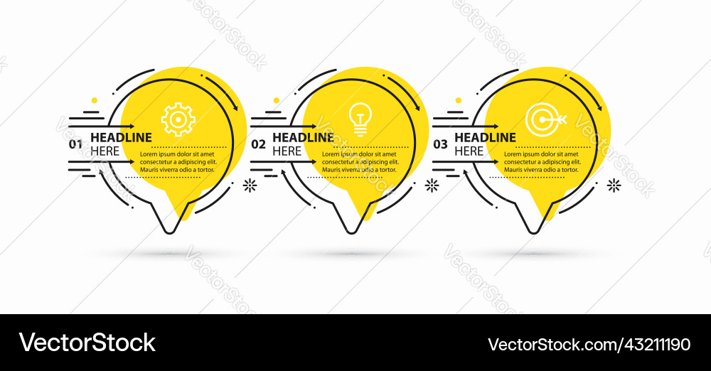 Infographic template process chart with 3 steps Vector Image