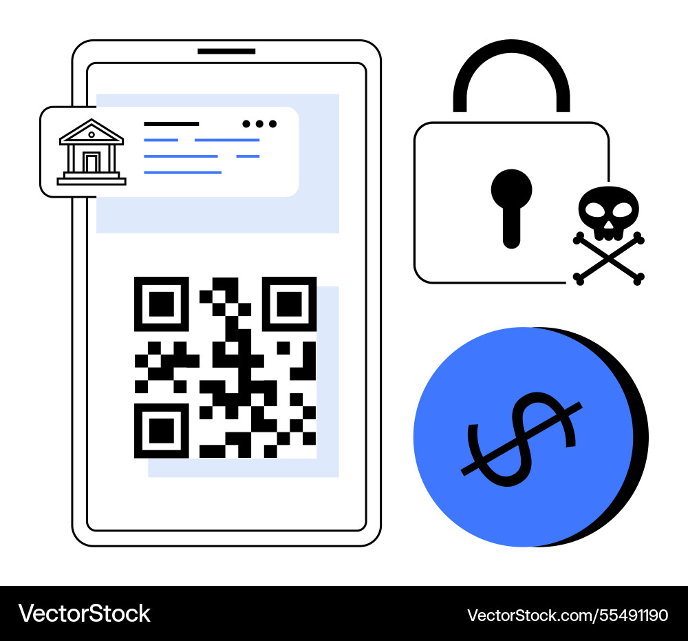Mobile security risks qr code scanning fraud Vector Image